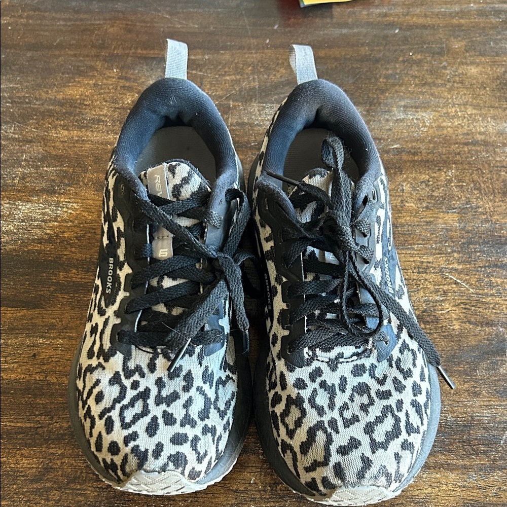 Brooks Revel Black and Gray Leopard Sneaker